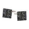 Black Floral Print Enamel Cufflinks