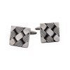 Oxidised Rhodium Plated Square Industrial Weave Cufflink
