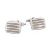 Rhodium Plated Horizontal Stripe Cufflinks