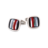 Rhodium Plated with Onyx & Mop & Hemataite & Black Lip Red Glass Cufflinks