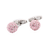 Polished Rhodium Plated Pink Crystal Ball Cufflinks