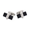 Polished Rhodium Plated Centre Onyx T-Bar Cufflinks