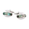 Polished Rhodium Plated Abalone Oval Cufflinks