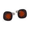 Polished Rhodium Plated & Smoke Topaz Crystal Cushion Shape Cufflinks