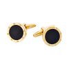 Gold Plated & Round Onyx Cufflinks with Screws