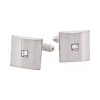 Brushed & Polished Rhodium Plated Crystal Centre Cufflinks