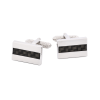 Rhodium Plated Rectangle Carbon Fibre Inlay Cufflinks