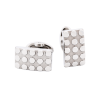 Brushed Curved Face Stainless Steel Studded Cufflinks
