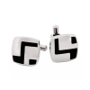Polished Stainless Steel & Black Enamel Cufflinks