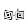 Polished Square Stainless Steel & Blue Enamel Cufflinks