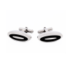 Polished Oval Stainless Steel & Black Enamel Cufflinks