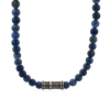 Dumortierite Stone & Antique Steel Bead Pendant