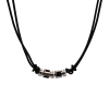 Stainless Steel &Ion Plated Black Bead Pendant on Leather Chain