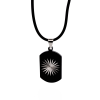 Stainless Steel Ion Plated Black Dog Tag with Star Pattern Centre on Rubber Chain
