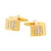Polished Gold Plated & Crystal Cufflinks