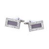 Rhodium Plated Grey Cat’s Eye & Crystal Rectangle Cufflinks