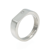 Polished Stainless Steel and Cubic Zirconia Signet Ring