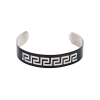 Stainless Steel & Black Enamel Greek Key Pattered Bangle