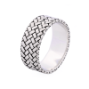 Pearl Rhodium Plated Woven Pattern Sterling Silver Ring