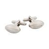 Brushed Rhodium Football Cufflinks