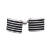 Stainless Steel & Black Rubber Striped Cufflinks