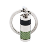 Stainless Steel & Green Carbon & Leather Key Ring