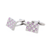 Brushed Rhodium Plated & Amethyst Crystal Cufflinks