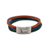 Multi Coloured Split Leather-Stainless Steel Bracelet
