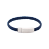 Thin Navy Leather Stainless Steel Bracelet