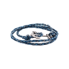 Antique Blue Leather & Antique Stainless Steel Anchor Bracelet