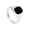 Rhodium plated Sterling Silver/Onyx Signet Ring