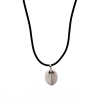 Stainless Steel Oval Pendant & Rubber Chain
