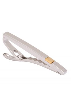 Polished Rhodium & Brushed Gold Plated Tie Clip-