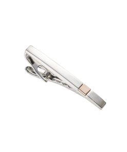 Polished Rhodium & Rose Gold Plated Tie Clip