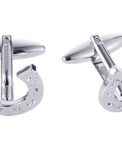 Rhodium Plated Horse Shoe Cufflinks