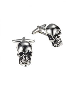 Antique Rhodium Plated Skull Cufflinks