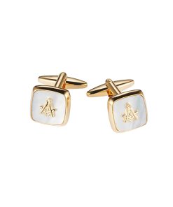 Gold Plated & Pearl Masonic Cufflinks