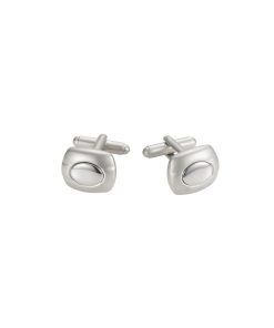 Rhodium Plated -Mirrored Insert Cufflinks