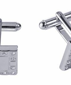 Rhodium Plated Cz Square Cufflinks