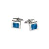 Rhodium & Blue Enamel Cufflinks