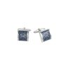 Rhodium Plated Midnight Blue Enamel Mesh Patterned Cufflinks
