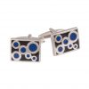 Black & Navy Bubbles Rhodium Plated Cufflinks