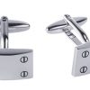 Rhodium Plated Rectangle Cufflinks with Screw Detail