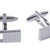 Rhodium Plated Rectangle Cufflinks with Cutout