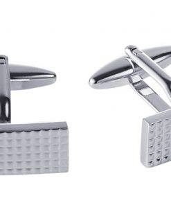 Rhodium Plated Rectangle Cufflinks with Cutout