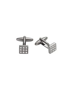Small Gun Metal Square Crystal Cufflinks