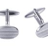 Rhodium Plated Oval Stripe Cufflinks