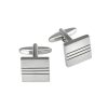 Brushed Rhodium & Polished Stripes Plated Square Cufflinks