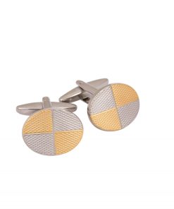 Rhodium & Gold Plated Oval Cufflinks