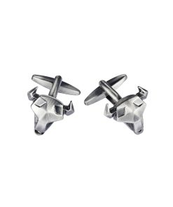Burnish Antique Silver Plated Bulls Head Cufflinks